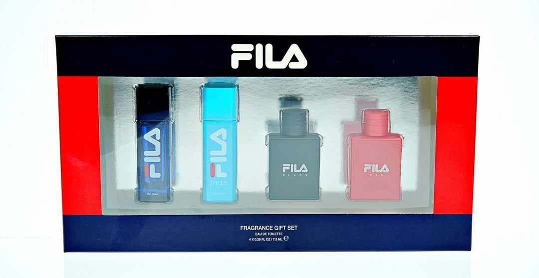 FILA FRAGRANCE (M) 4 PC MINI SET (4x7 0.25oz EDT SP Fila Men, Fresh, Black, Red)