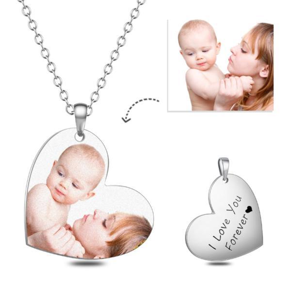 Heart Shape Personalized Photo Necklace- Custom Color Necklace With Any Color Photo And Text