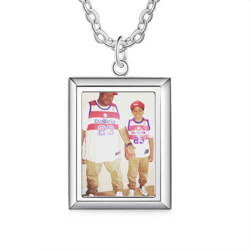Rectangle Custom Picture Pendant Necklace