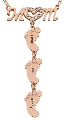 Baby Feet and Mom Necklace-Mom Necklace With Baby Feet-Mom Gift For Mother&
