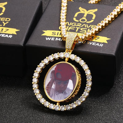 Necklace With Picture Inside- Valentine Gifts For Women- Double Side Rotating Medallion Necklace