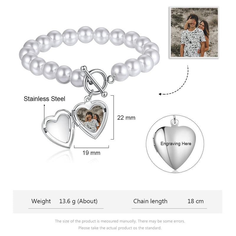 heart photo bracelet for women