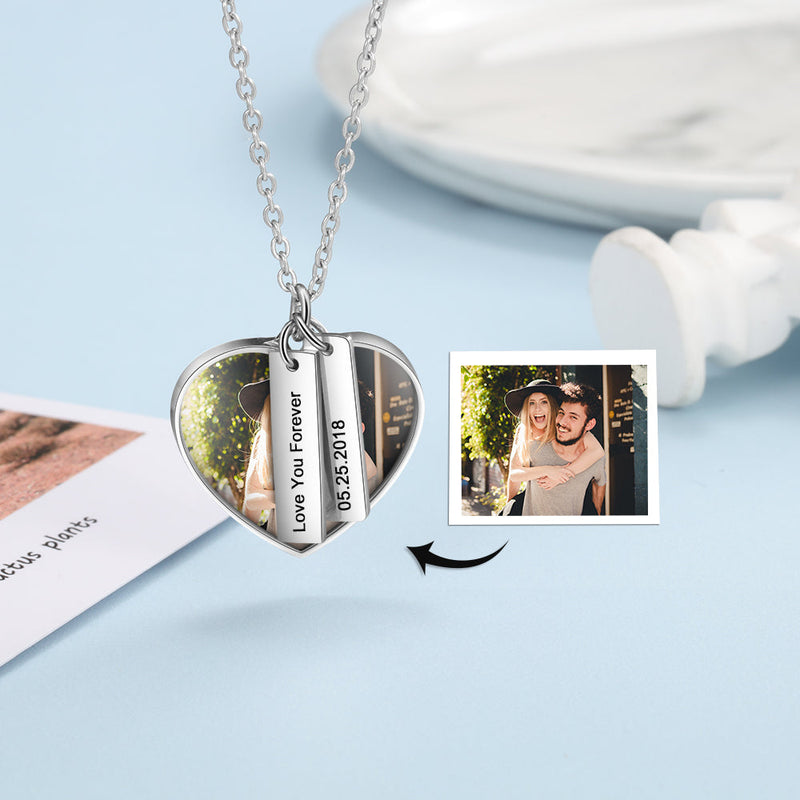 heart tag custom photo necklace