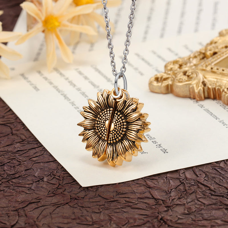 Custom Photo Locket Sunflower Necklace- You Are My Sunshine Necklace