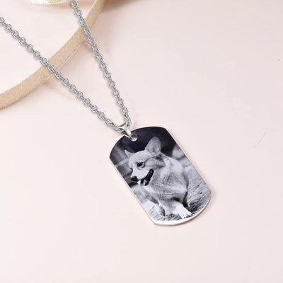 High-Quality Surgical Stainless Steel Personalized Pet Photo Necklace- Personalized Dog Tag Pet Photo Necklace