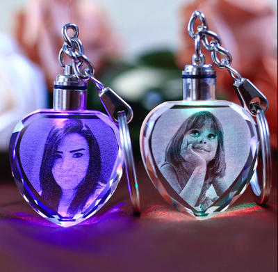 Laser Engraved Crystal Glass with Color Changing Led Lights - Custom It with your Photos