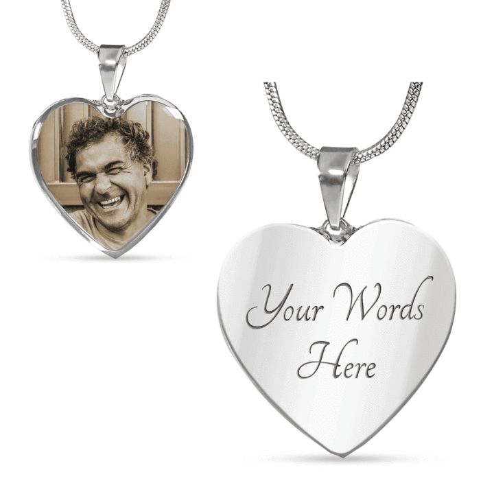 Custom Photo Heart Shaped Necklace Best Gift For Grandparents, Grandma and Great Grandma