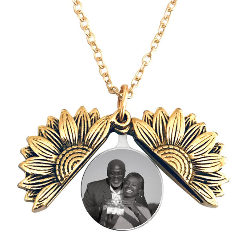 Custom Photo Sunflower Locket Necklace - Best Christmas Gift For Grandparents, Grandma and Great Grandma