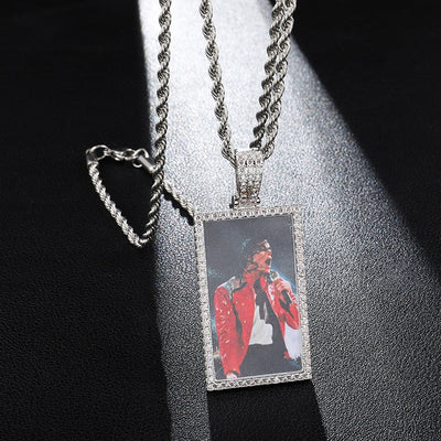 Personalized Square Pendant Necklace- Men's Medallion Necklace