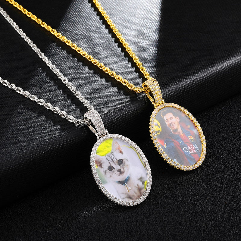Oval Photo Locket Necklace-Picture Locket Necklace