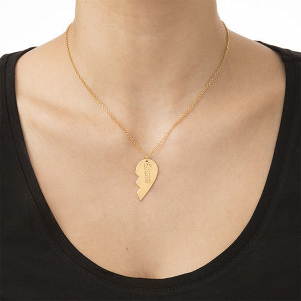 Personalized Couple Heart Necklace- Gifts For Couple- Necklace For Couple