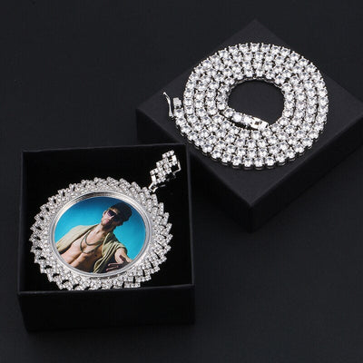 Custom 14k Gold Photo Memory Pendant Necklace For Boyfriend