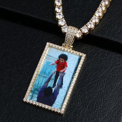 Personalized Photo Pendant Necklace For Men- Square Shape Necklace