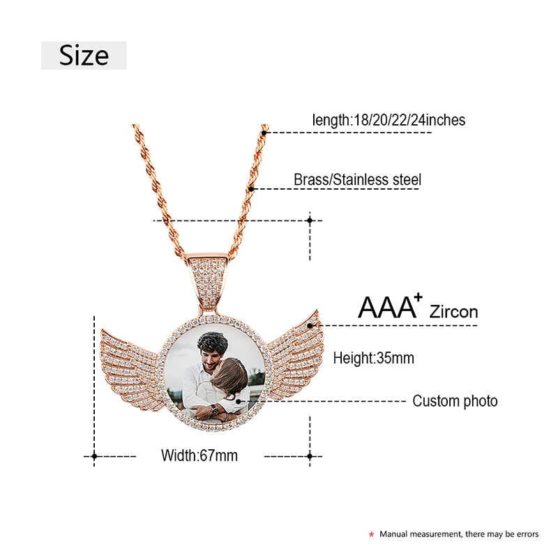 Custom Picture Necklace With Angel Wings- Best Christmas Gifts Idea 2022
