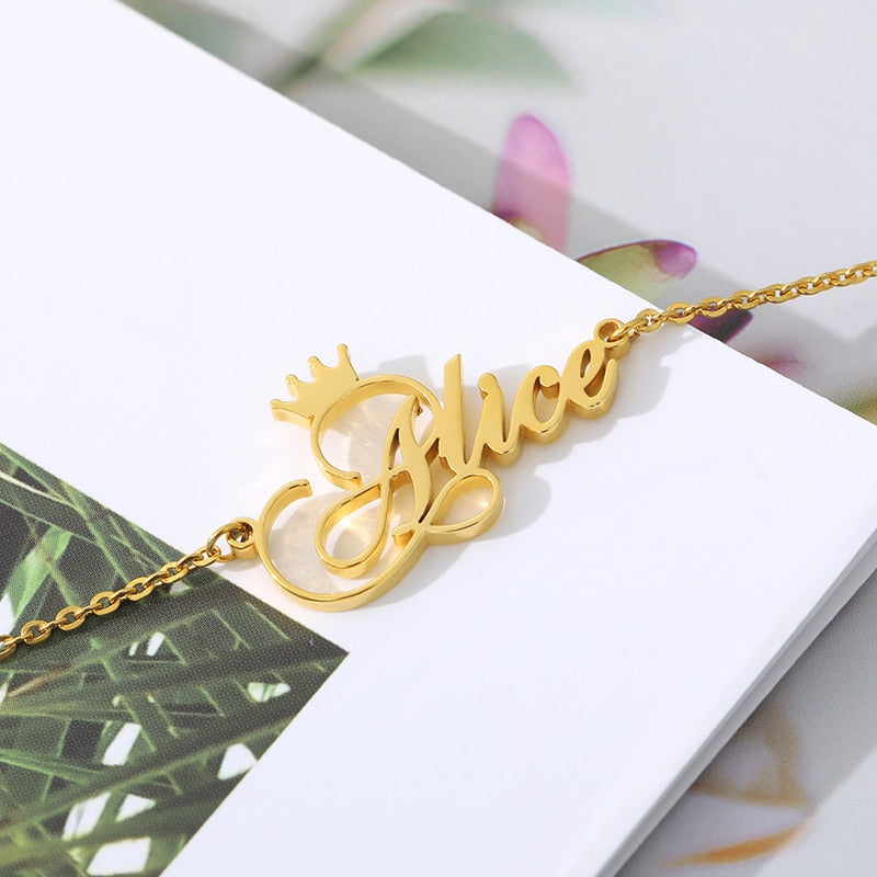 Custom Crown Name Anklet Bracelet- Christmas gifts