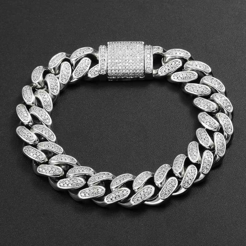Miami Curb Rhinestone Cuban Chain Bracelet- AAA+ Cubic Zirconia Hip Hop Bracelet