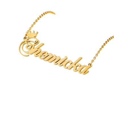 18k Gold Plated Custom Name Necklace With Crown-Gift For Mom On Mother's Day