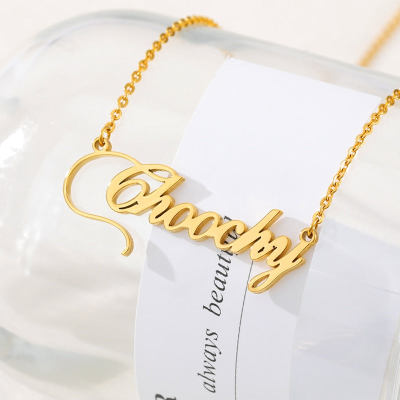 18k Gold Plated Custom Name Necklace With Crown-Gift For Mom On Mother&