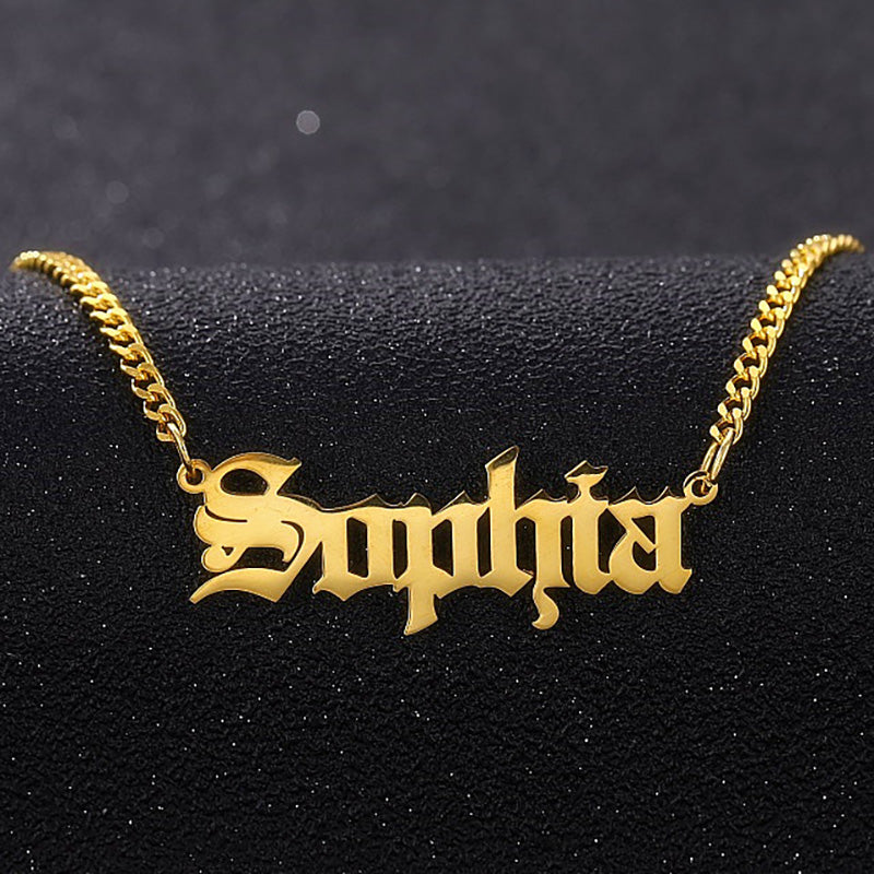 Personalized Nameplate Necklace With 3mm Cuban Chain