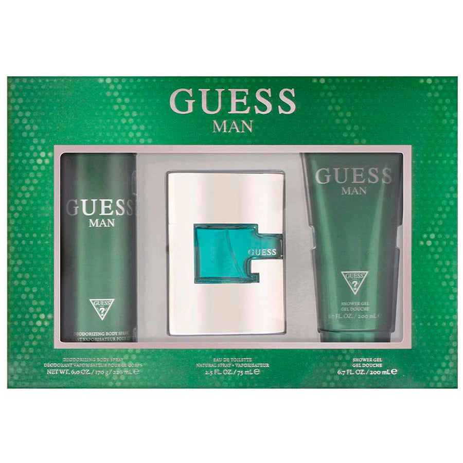 GUESS MAN (M) 3PC SET (2.5oz EDT SP, 6.0oz deo body sp, 6.7oz Shower Gel)