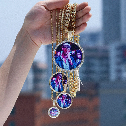 14k Gold Plated Custom Photo Circle Necklace- Best Christmas Gifts- Great Gift For Valentine