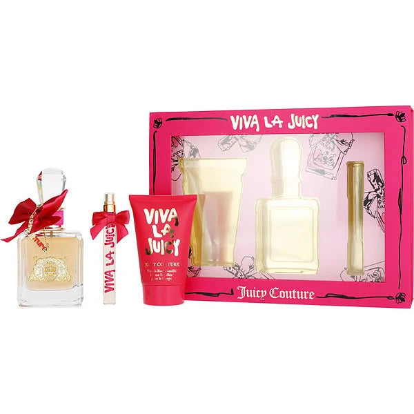 JUICY COUTURE VIVA LA JUICY (W) 3PC SET(3.4oz edp spray, 4.2oz body cream, 10ml edp spray)