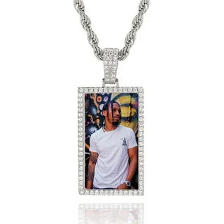 14K Gold Plated Custom Made Square Photo Medallion Necklace For Men