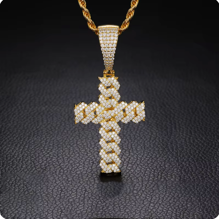 Iced 925 Silver Moissanite Cross