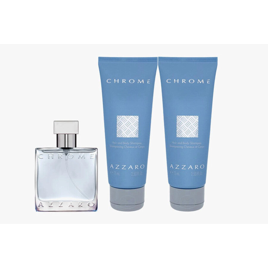 AZZARO CHROME (M) 3PC SET (3.3oz EDT sp, 2x2.53oz Hair and Body Shampoo)