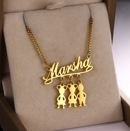 Personalized Custom Name Necklaces For Women Gold Color Stainless Steel Hanging Girl Boy Children Pendant Necklace