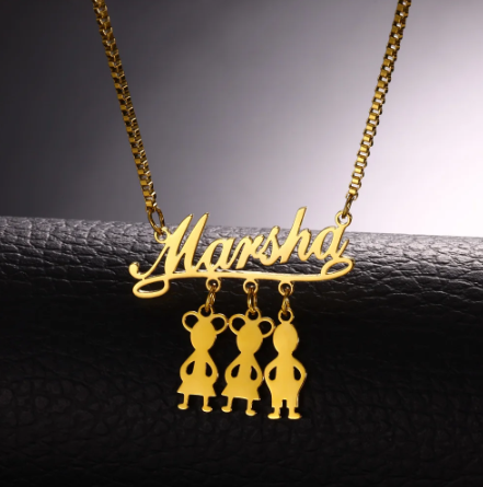 Personalized Custom Name Necklaces For Women Gold Color Stainless Steel Hanging Girl Boy Children Pendant Necklace
