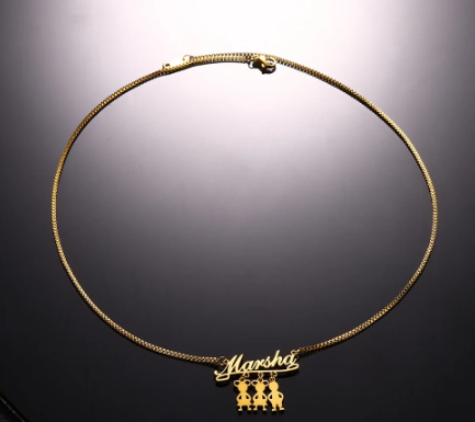Personalized Custom Name Necklaces For Women Gold Color Stainless Steel Hanging Girl Boy Children Pendant Necklace