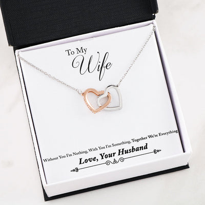 Gifts For Wife Interlocking Heart Necklace With Husband To Wife "Everything" Message Card