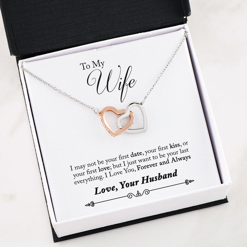 Gifts For Wife Interlocking Heart Necklace With Husband To Wife "Forever And Always" Message Card