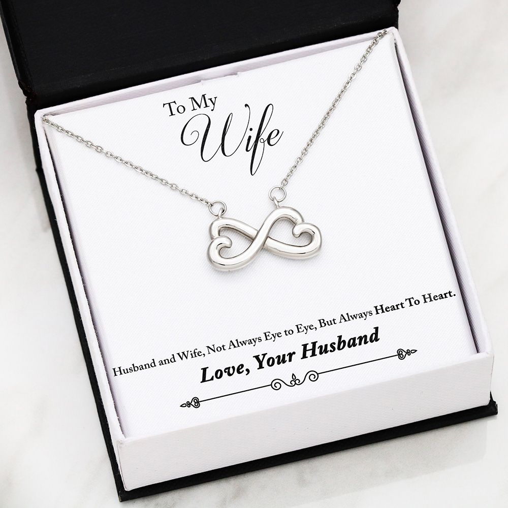 Beautiful Heart Infinity Necklace With Husband To Wife Heart Message Card
