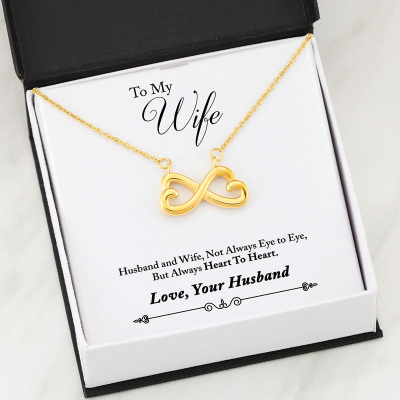 Beautiful Heart Infinity Necklace With Husband To Wife Heart Message Card