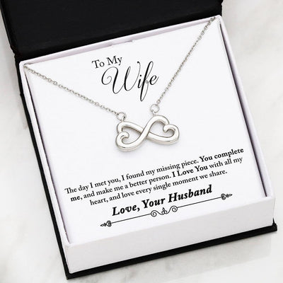 Beautiful Infinity Heart Necklace With Husband To Wife You Complete Me Message Card