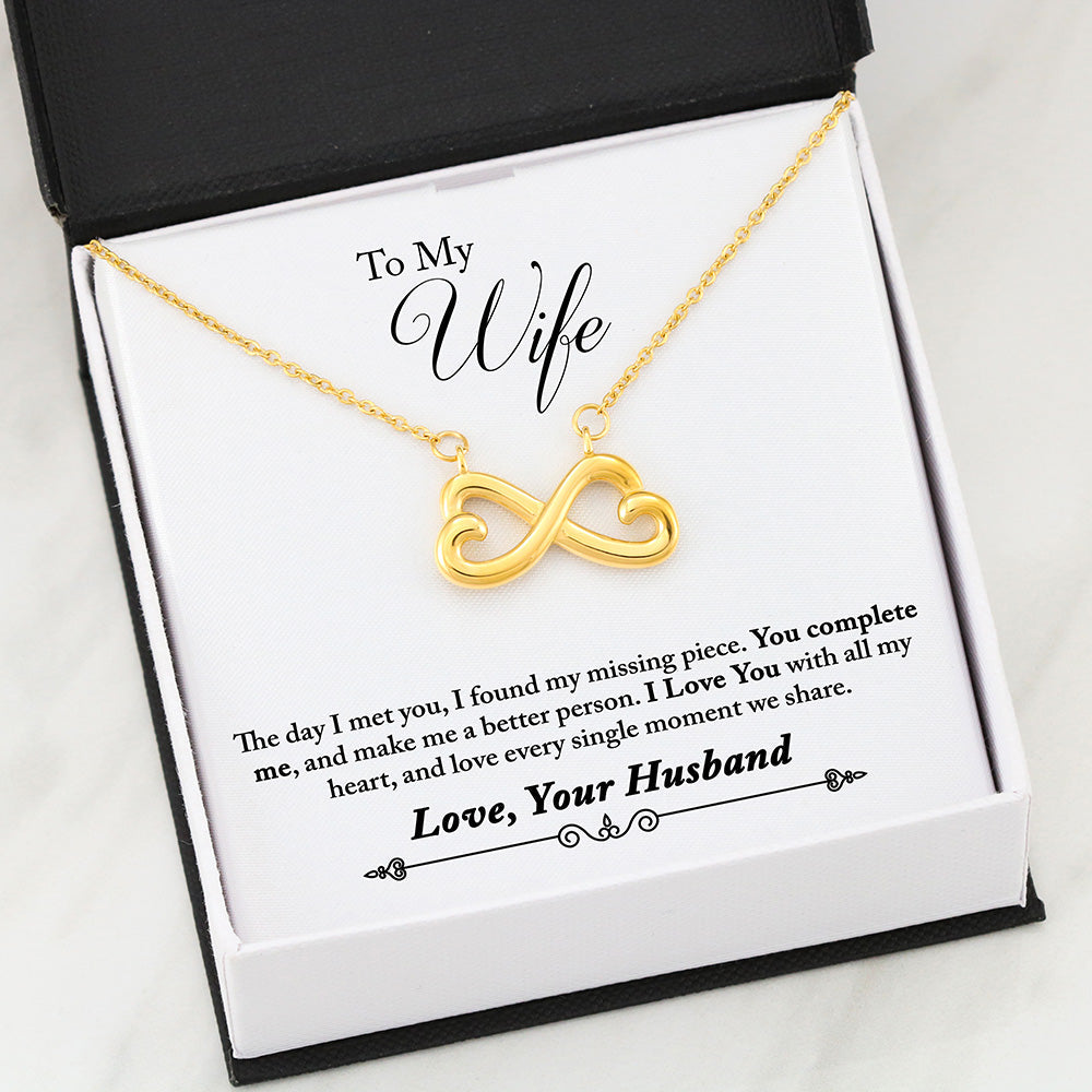 Beautiful Infinity Heart Necklace With Husband To Wife You Complete Me Message Card