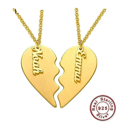 Personalized Couple Heart Necklace- Gifts For Couple- Necklace For Couple