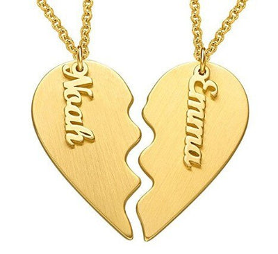 Personalized Couple Heart Necklace- Gifts For Couple- Necklace For Couple