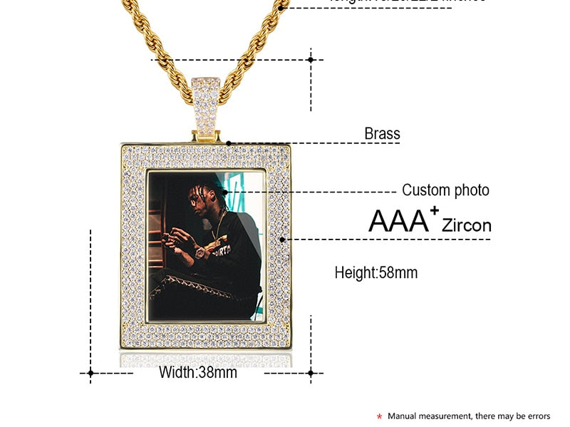 Personalized 14K Gold Square Photo Pendant Necklace
