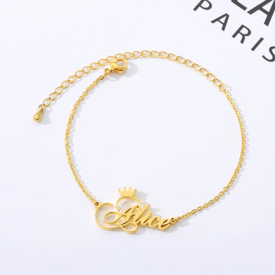 Custom Crown Name Anklet Bracelet- Best Christmas Gifts For Women