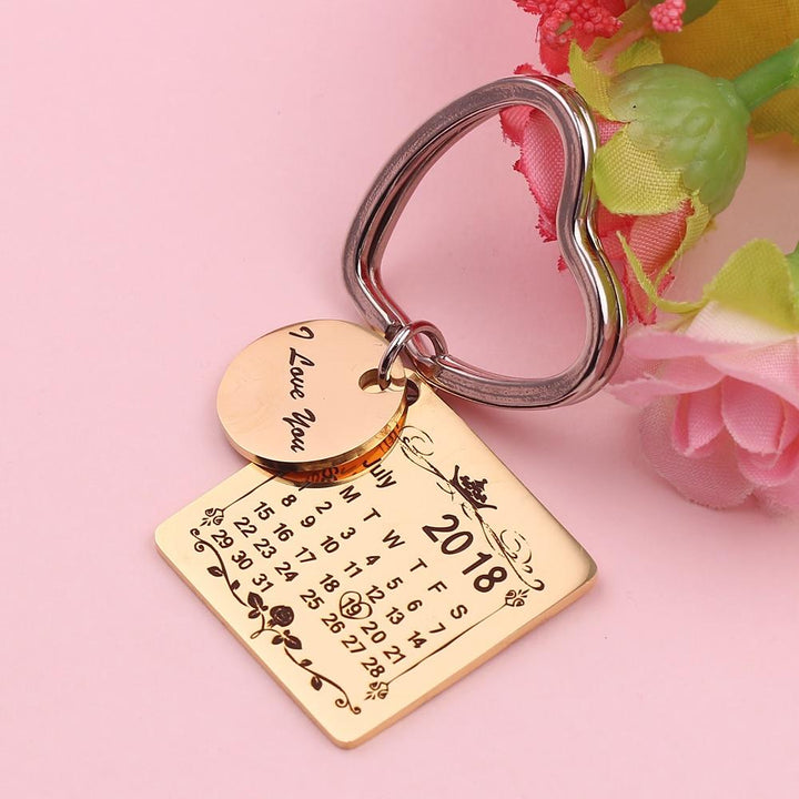 Personalized Keychain With Date, Photo, Engrave Text- Christmas Gifts For Boyfriend