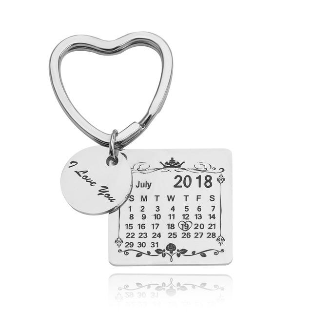 Personalized Keychain With Date, Photo, Engrave Text- Christmas Gifts For Boyfriend