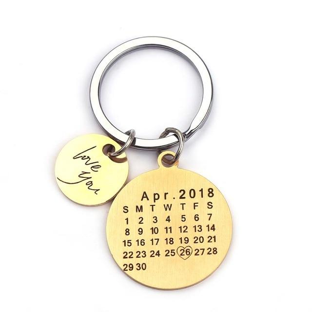 Personalized Keychain With Date, Photo, Engrave Text- Christmas Gifts For Boyfriend