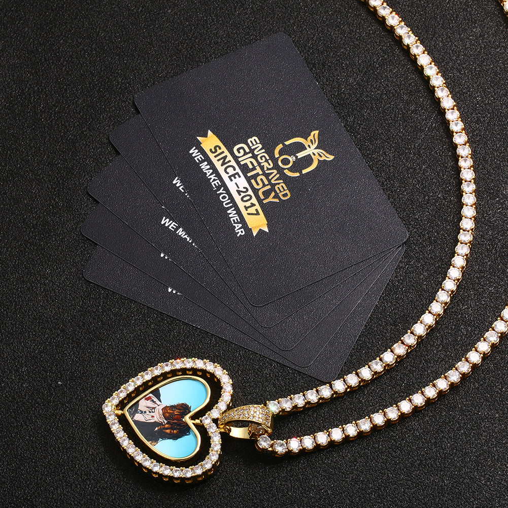 18k Gold Plated Heart Rotating Picture Necklace- Exclusive Hip-hop Necklace For Men