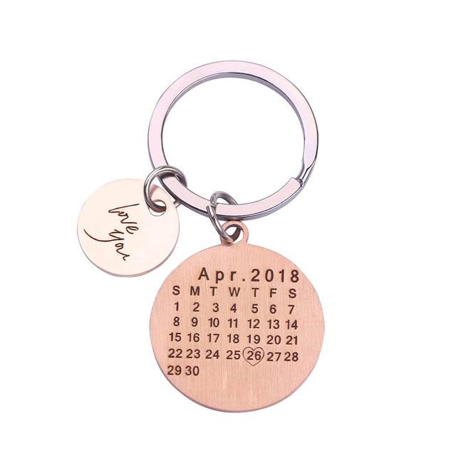 Personalized Keychain With Date, Photo, Engrave Text- Christmas Gifts For Boyfriend