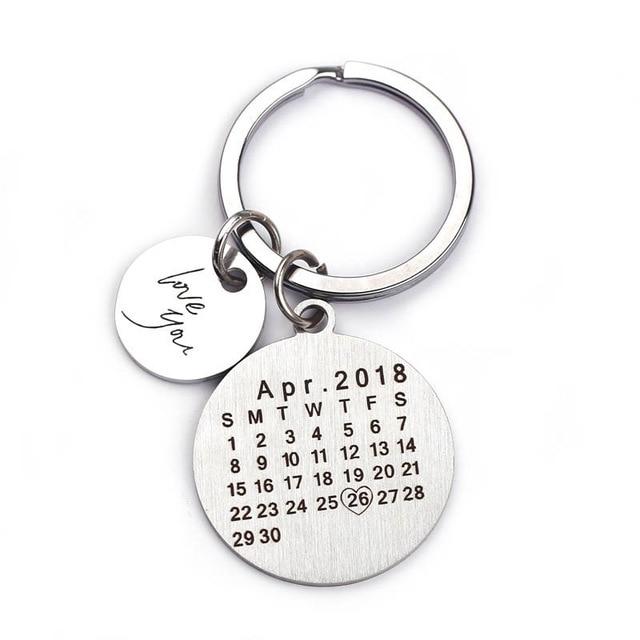 Personalized Keychain With Date, Photo, Engrave Text- Christmas Gifts For Dad