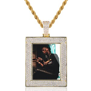 Personalized 14K Gold Square Photo Pendant Necklace
