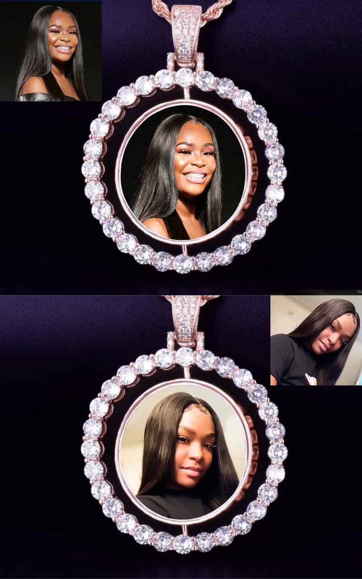 Double Picture Locket Necklace-Rotated Pendant Picture Necklace